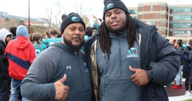 Auburn Eagles head football coach Dion Thomas-Hodges, left, with assistant coach Terrence Mendes.