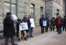 Artist and historian David Woods speaks outside City Hall where people gathered as Halifax regional council voted on heritage designation for the former home of Dr. Clement Ligoure. Credit: Matthew Byard