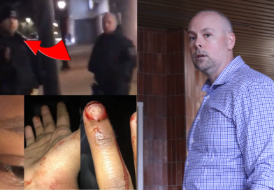 Top left photo: Halifax Regional Police officers Const. Mark Pierce & Const. Craig Trudel in Feb. 2020 moments before arresting a 15-year-old Black teenager who suffered injuries during the arrest (seen in the bottom left three photos) before releasing him without charges. Right photo: Const. Mark Pierce entering a restorative justice meeting in May, 2023.