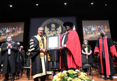 David Woods accepting an honorary degree. Credit: Matthew Byard