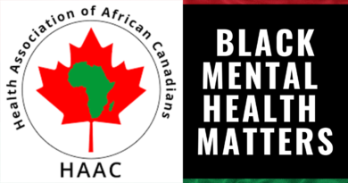 Health Association of African Canadians (HAAC) logo and "Black Mental Health Matters"