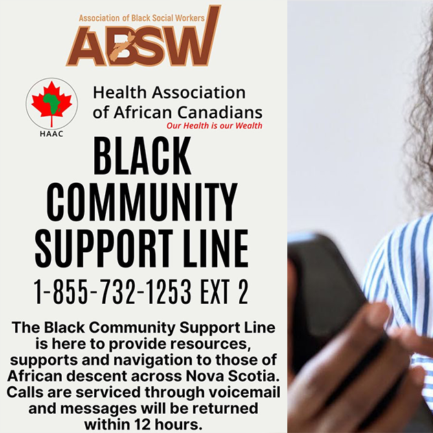 Black Community Support Line - 1-866-732-1253 Ext. 2