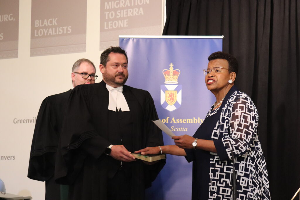 Twaila Grosse being sworn in as PC MLA for the Preston riding at the Black Cultural Centre for Nova Scotia. Aug. 17, 2023.