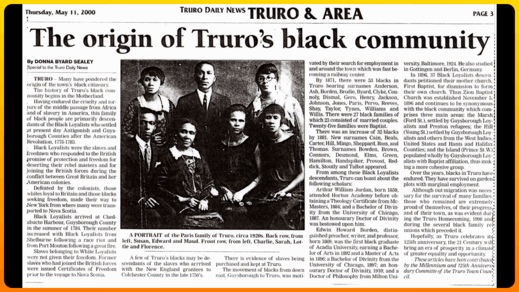The origin of Truro’s Black community